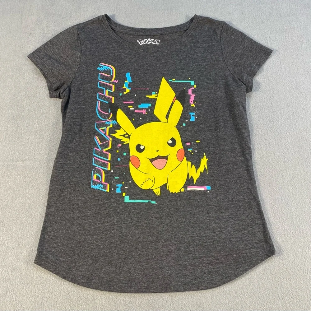 Girls’ Pokemon Pikachu dark Gray shirt sleeves T-Shirt, size XL (14-16)